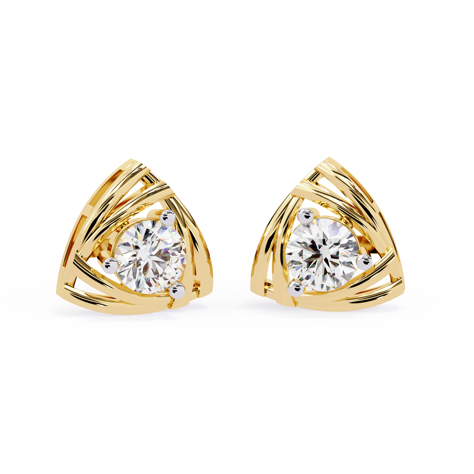 Golden Trillium Natural Diamond Studs | 0.64ct